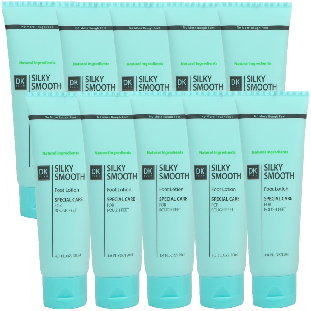 DK ELAN Silky Smooth Foot Lotion (Pack of 10) New natural moisturizer for dry, rough, cracked feet & heels