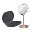 simplehuman Sensor Mirror, Travel Makeup Mirror with Lights, 10X Magnification, Lighted, Round, Free Standing, 5", Rose Gold Stainless Steel view 3