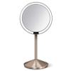 simplehuman Sensor Mirror, Travel Makeup Mirror with Lights, 10X Magnification, Lighted, Round, Free Standing, 5", Rose Gold Stainless Steel view 4