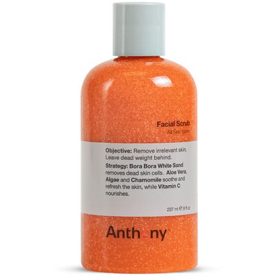 Anthony Facial Scrub Mens Exfoliating Face Wash with Vitamin C, Aloe, Chamomile and Algae for Deep Cleansing and Detoxifying 8 Fl Oz