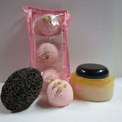 Bath Bomb Products - Bubble Bath Truffles: Cherry Almond 3 Pack Bath Truffles, 10 oz Dead Sea Spa Care Almond Dry Salt Scrub and Pumice Stone by Dead Sea Spa Care, Bubble Bath, Bubble Truffles
