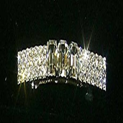 3 Row Rhinestone and Octagon Crystal Barrette - #6446