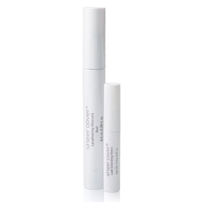Sheer Cover  Volumizing Mascara & Lengthening Fibers Duo  Lengthening Black Mascara  Lash Extending Fibers 8.5 Milliliters