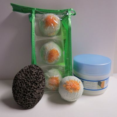 Bath Bomb Products - Bubble Bath Truffles: Cucumber/Melon 3 Pack Bubble Bath Truffles, 8 oz Cucumber/Melon Shea Body Butter and Pumice Stone by Dead Sea Spa Care, Bubble Bath, Bubble Truffles