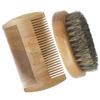 Beard Brush Kit Boar Bristle Brush and Sandalwood Comb with Storage Bag for Men, Fine & Coarse Teeth Dual Brush for Mustache Anti-Static view 4
