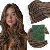 Ugeat Tape in Hair Extensions Human Hair Highlight Tape in Extensions Dark Brown Mix Caramel Blonde Highlights Hair Extension Tapes in for Women 14 Inch 20Pcs 40G view 1