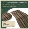 Ugeat Tape in Hair Extensions Human Hair Highlight Tape in Extensions Dark Brown Mix Caramel Blonde Highlights Hair Extension Tapes in for Women 14 Inch 20Pcs 40G view 2
