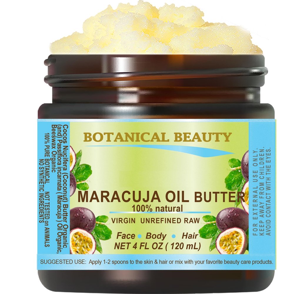 Botanical Beauty MARACUJA OIL BUTTER RAW 100% Pure Natural VIRGIN UNREFINED Cold-Pressed Carrier for Face, Skin, Body, Hair, Lip, Nails. Rich in Vitamin E (4 Fl Oz)