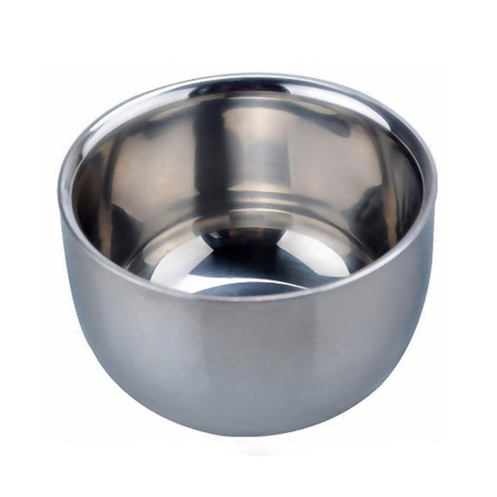 AnHua Men's Durable Shave Soap Cup Shinning Double Layer Stainless Steel Heat Insulation Smooth Shaving Mug Bowl