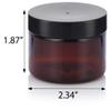 3 oz Amber PET Plastic Refillable Jar with Black Smooth Lid (6 pack) view 2