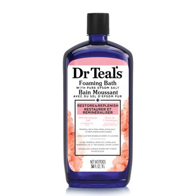 Dr Teal's Restore & Replenish Pure Epsom Salt & Essential Oils Pink Himalayan Foaming Bath 34 oz