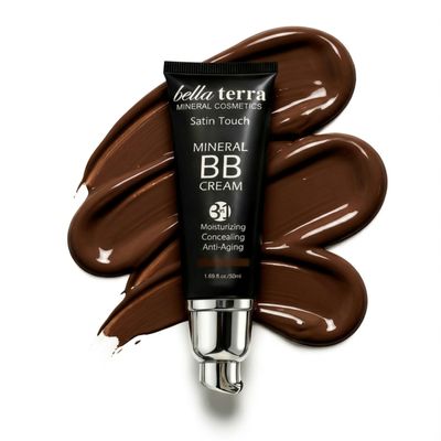 Bellaterra Cosmetics BB Cream Tinted Moisturizer & Mineral Foundation Makeup, Dark 108 Lightweight, Oil-Free, Buildable Coverage, Matte Finish, Anti-Aging Concealer, Clean Beauty, 1.69 oz