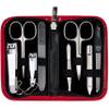 3 Swords Germany - brand quality 8 piece manicure pedicure grooming kit set synthetic leather case red - Made in Germany view 1