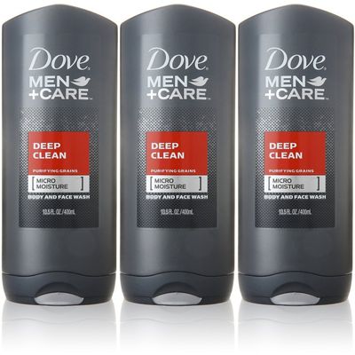 Dove Men+Care Body and Face Wash, Deep Clean, 13.5 Ounce (Pack of 3)