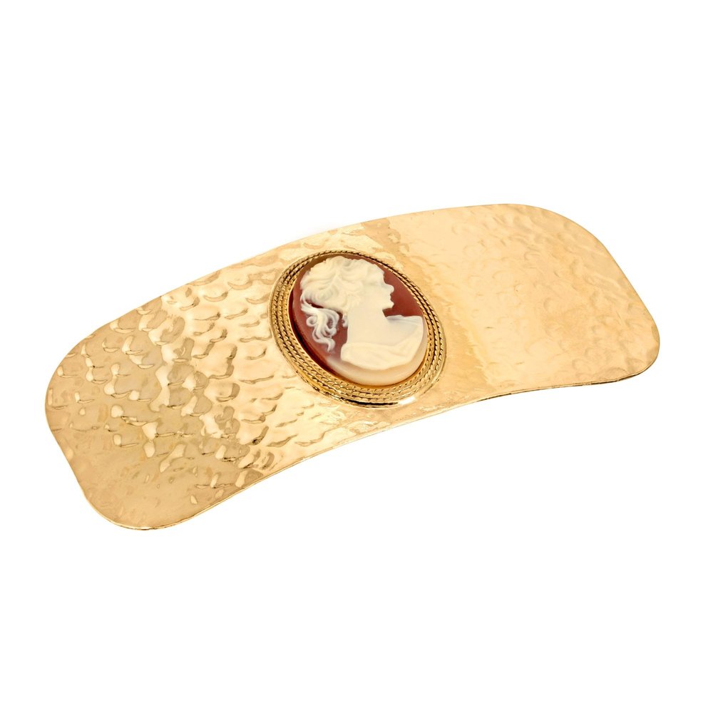 1928 Jewelry Carnelian Faux Cameo 3.75 Inch Hair Barrette Clip For Women, (1 Pcs)