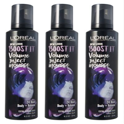 LOreal ParisAdvanced Hairstyle/Paris - Boost It Volume Inject Mousse - Extra Strong Hold - Net Wt. 8.3 OZ (235 g) Per Can - Pack of 3 Cans
