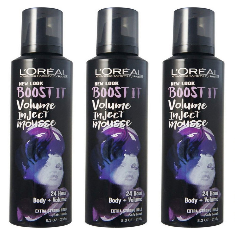 LOreal ParisAdvanced Hairstyle/Paris - Boost It Volume Inject Mousse - Extra Strong Hold - Net Wt. 8.3 OZ (235 g) Per Can - Pack of 3 Cans