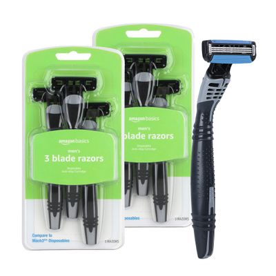 Amazon Basics 3-Blade Disposable Razors for Men, 6 Count, 2 Packs of 3 (Previously Solimo)