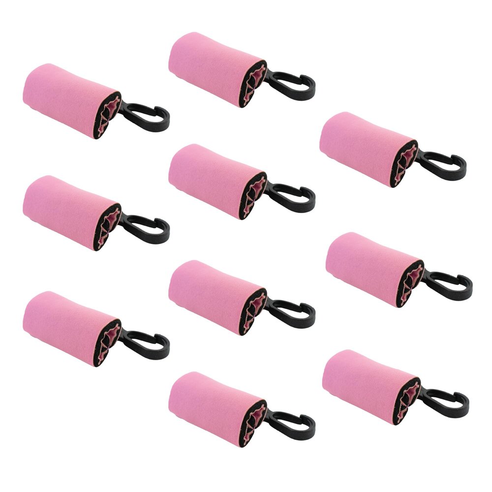 10 Clip-On Neoprene Pink Sleeve Lip Balm Holsters LIPSTICK HOLDER Key Chain