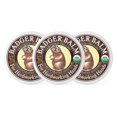 Badger - Hardworking Hands Healing Balm, Aloe Vera & Wintergreen, Working Hand Balm, for Dry Hands, Hand Moisturizer, Certified Organic, 2 oz (3 Pack)
