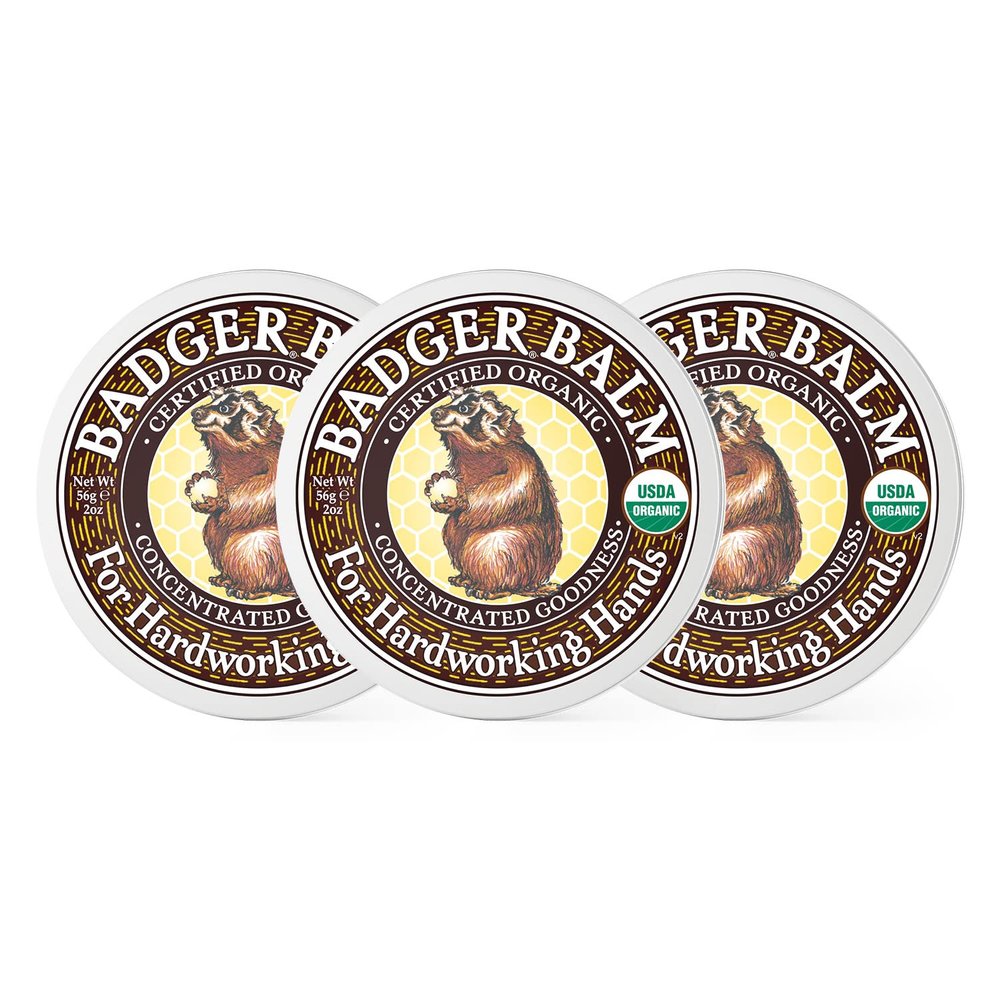 Badger - Hardworking Hands Healing Balm, Aloe Vera & Wintergreen, Working Hand Balm, for Dry Hands, Hand Moisturizer, Certified Organic, 2 oz (3 Pack)