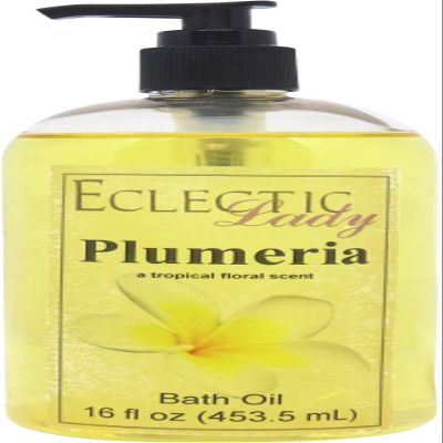 Plumeria Bath Oil, Scented Body Oil, Relaxing Bathing Oil, 16 oz