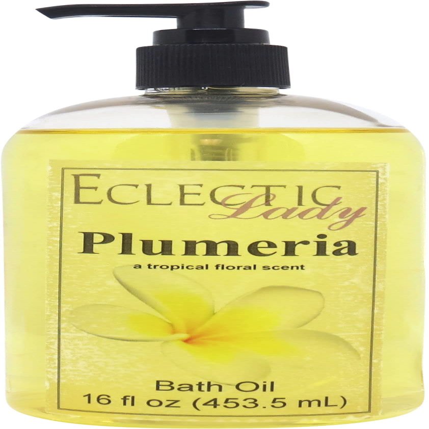 Plumeria Bath Oil, Scented Body Oil, Relaxing Bathing Oil, 16 oz