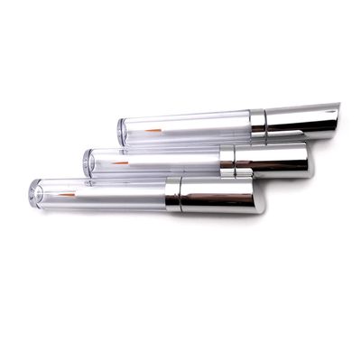 3 pcs 5ml Silver Acrylic Empty Eyelashes Tube Eyeliner Vials Bottle With Wand Applicators for Eyelash/Eyebrow Growth Serum Castor Oil