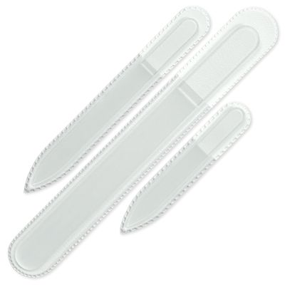 Mont Bleu Professional Set of 3 Czech Glass Nail Files - Genuine Czech Tempered Glass - Handmade Gift Set - Washable Double Sided Nail File - Etched Nail Files - Crystal Nail File for Natural Nails