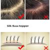 Yudit Human Hair Toppers Clip In Hair Piece For Women With Thinning Hair Natural Part Invisible Silk Base 4"*4" Replacement Long Hair Extension view 3