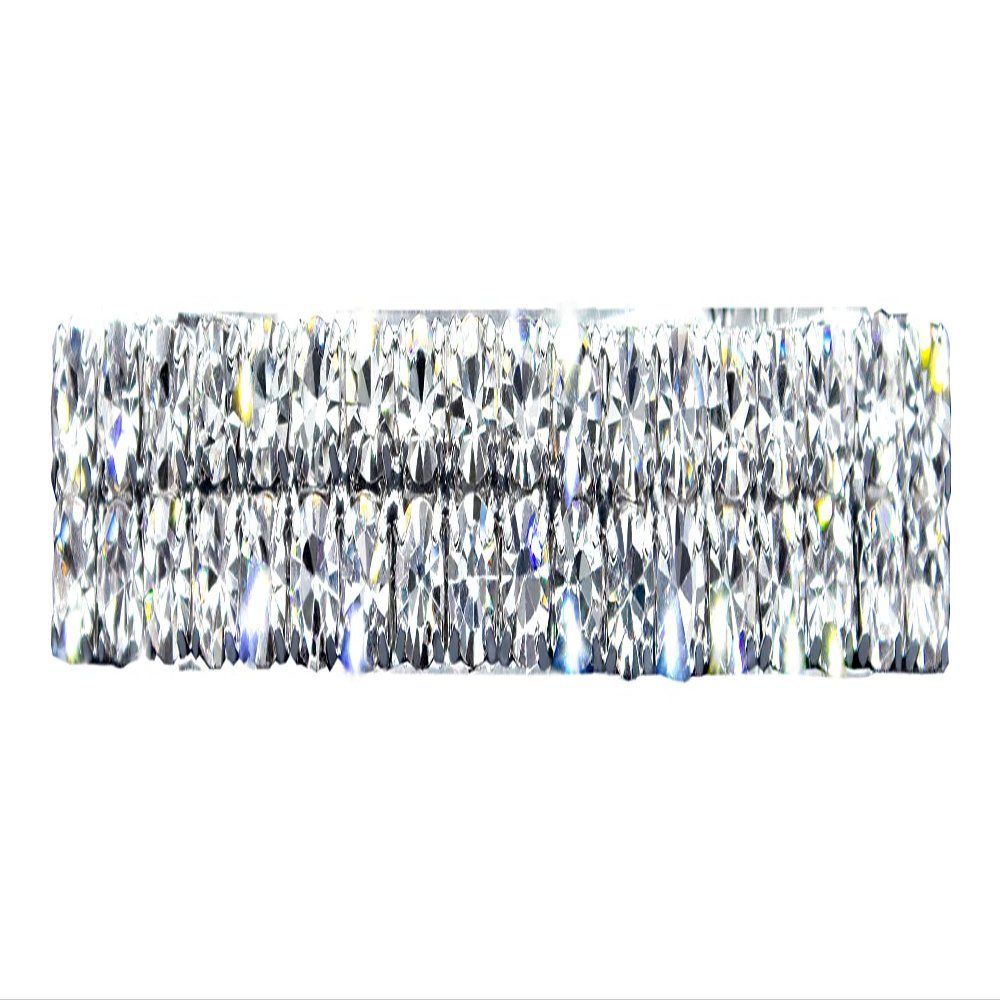 #11076S - 2 Row Rhinestone Barrette - Silver Plated