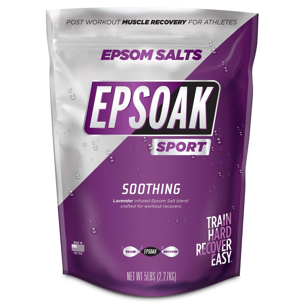Epsoak Sport: Recovery Epsom Salt Soak for Athletes Fast-Dissolving Magnesium Sulfate with Lavender Essential Oil Soothe Muscles, Relieve Aches & Support Post-Workout Recovery 5 lbs, Made in USA