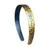 1 Inch Gold Crackle Design Headband for Women and Girls - Blue view 1