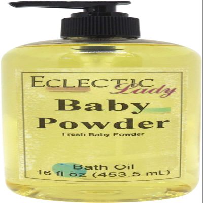 Baby Powder Bath Oil, Scented Body Oil, Relaxing Bathing Oil, 16 oz