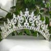 Sexy Clear White Austrian Rhinestone Crystal Contoured Crown Tiara With Hair Combs Bridal Wedding Prom Silver T301s view 1