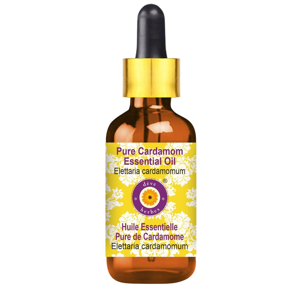 dve herbes Cardamom Essential Oil (Elettaria cardamomum) with Glass Dropper | Pure | Non-Sticky | Non-Greasy | Lightweight | Men & Women | All Skin Types | Steam Distilled 5ml (0.16 oz)