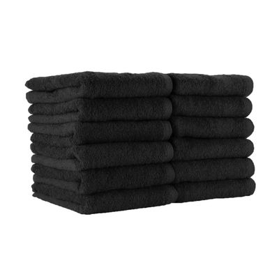 Arkwright Bleach Proof Salon Towels - Pack of 12 - Highly Absorbent, 100% Cotton, Quick Dry Spa Face Towel for Hair Stylist, Barber, Pedicure, and Esthetician, 16 x 27 in, Black