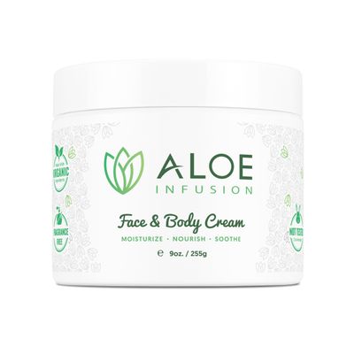 Aloe Infusion Aloe Vera Face & Body Cream  Natural Moisturizer for Dry, Sensitive & Irritated Skin  Hydrating, Non-Greasy Lotion with Shea Butter & Manuka Honey  After-Sun Care & Eczema Cream
