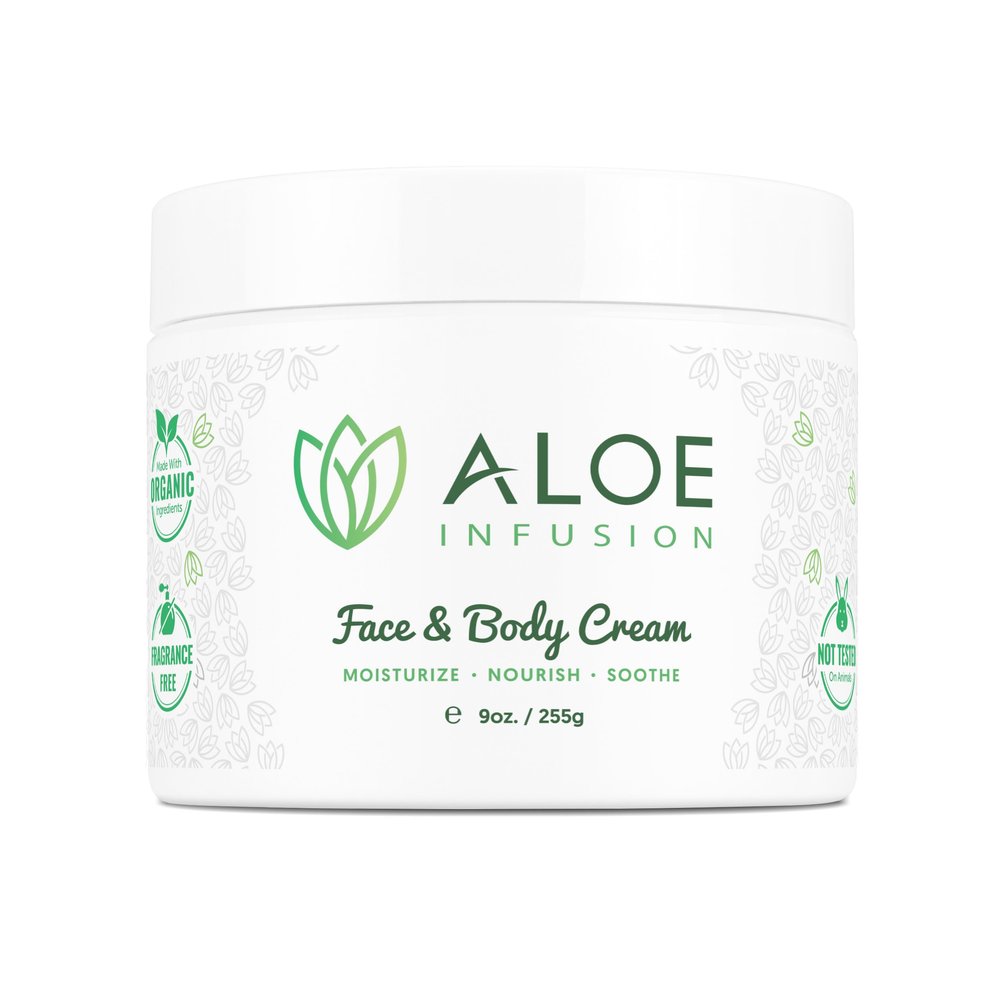 Aloe Infusion Aloe Vera Face & Body Cream  Natural Moisturizer for Dry, Sensitive & Irritated Skin  Hydrating, Non-Greasy Lotion with Shea Butter & Manuka Honey  After-Sun Care & Eczema Cream