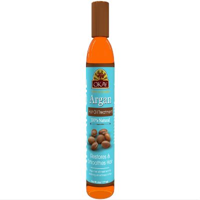 OKAY 100% Natural Argan Hot Oil Hair Treatment - Argan Oil for Hair, Hair Oil for Dry Damaged Frizzy Hair, Pure Oil for Men & Women, Hair Growth Therapy Oil Blend with Jojoba - 6 oz (Pack of 1)