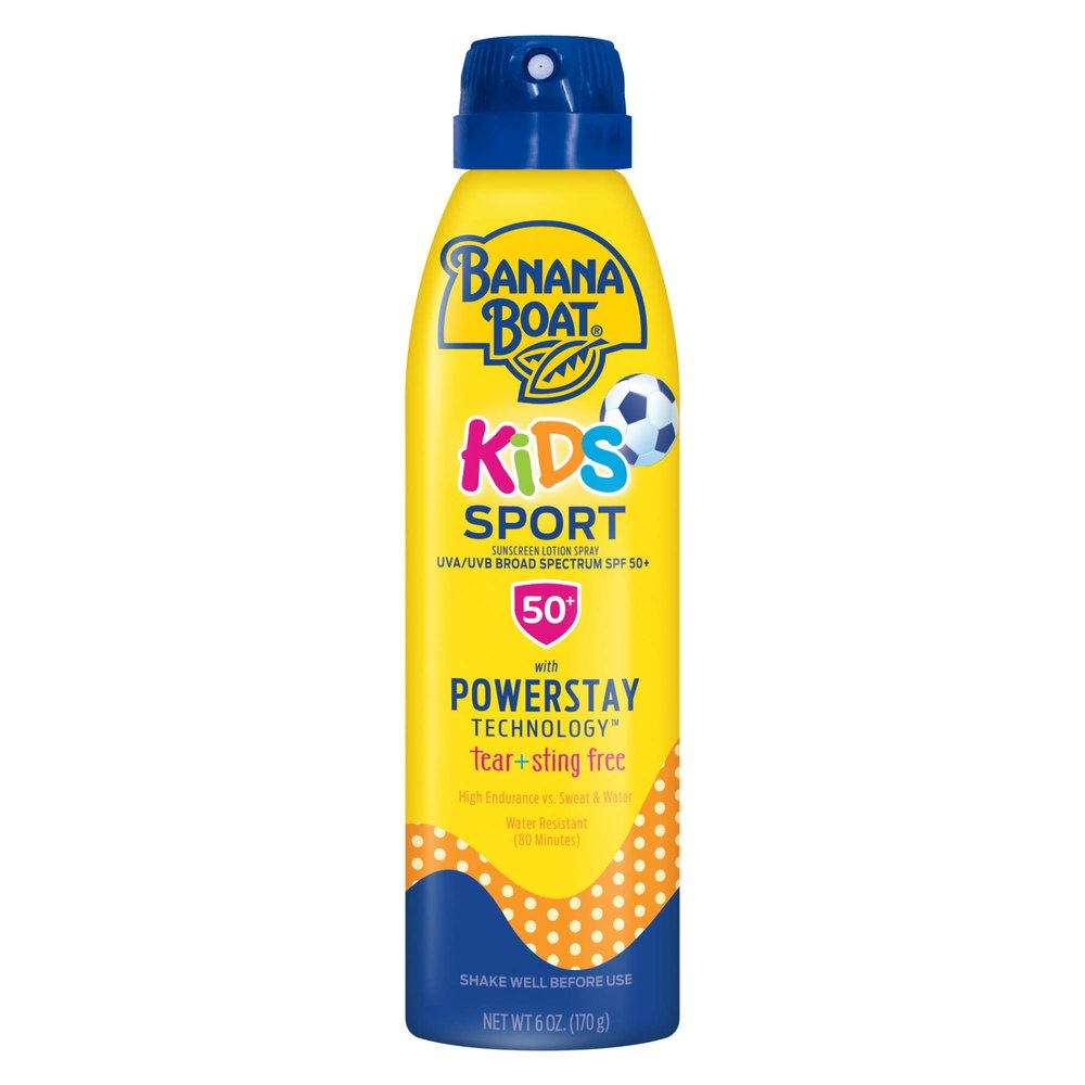 Banana Boat Kids Sport Sunscreen Spray Lotion SPF 50, 6oz | Childrens Sunscreen SPF 50, Kids Sunblock, Oxybenzone-Free, 6oz