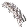 Alilang Silver Tone Clear Crystal Rhinestone Floral Stamen Simulated Pearl Bridal Hair Comb view 1