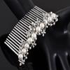 Alilang Silver Tone Clear Crystal Rhinestone Floral Stamen Simulated Pearl Bridal Hair Comb view 2