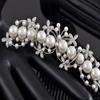 Alilang Silver Tone Clear Crystal Rhinestone Floral Stamen Simulated Pearl Bridal Hair Comb view 4