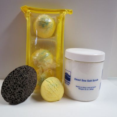 Bath Bomb Products - Bubble Bath Truffles: Lemmon Verbena 3 Pack Bath Truffles, 32 oz Serenity Dry Salt Scrub and Pumice Stone by Dead Sea Spa Care, Bubble Bath, Bubble Truffles, Bath Truffle