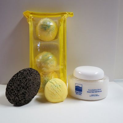 Bath Bomb Products - Bubble Bath Truffles: Lemmon Verbena 3 Pack Bath Truffles, 10 oz Eucalyptus Mint Salt Scrub and Pumice Stone by Dead Sea Spa Care, Bubble Bath, Bubble Truffles, Bath Truffle