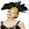 BABEYOND Carnival Feather Headpiece Showgirl Pageant Headband Women's 1920s Flapper Headband (Gold Crystal) view 1