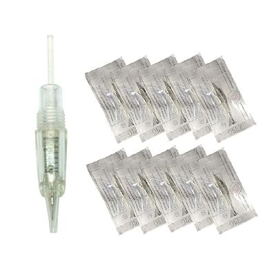 Pinkiou 3RL Disposable Permanent Makeup Pigment Cartridges Stainless Steel Sterile Needles for Eyebrow Tattoo Machine Pen (Pack of 10)