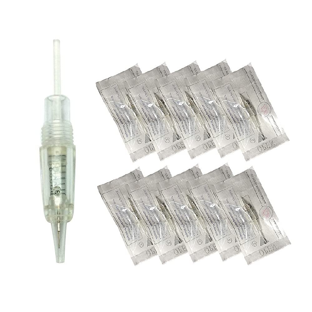 Pinkiou 3RL Disposable Permanent Makeup Pigment Cartridges Stainless Steel Sterile Needles for Eyebrow Tattoo Machine Pen (Pack of 10)