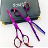 6" Professional Barber Razor Edge Color Coated Hair Cutting and Texturizing Shears Scissors Set+case view 2